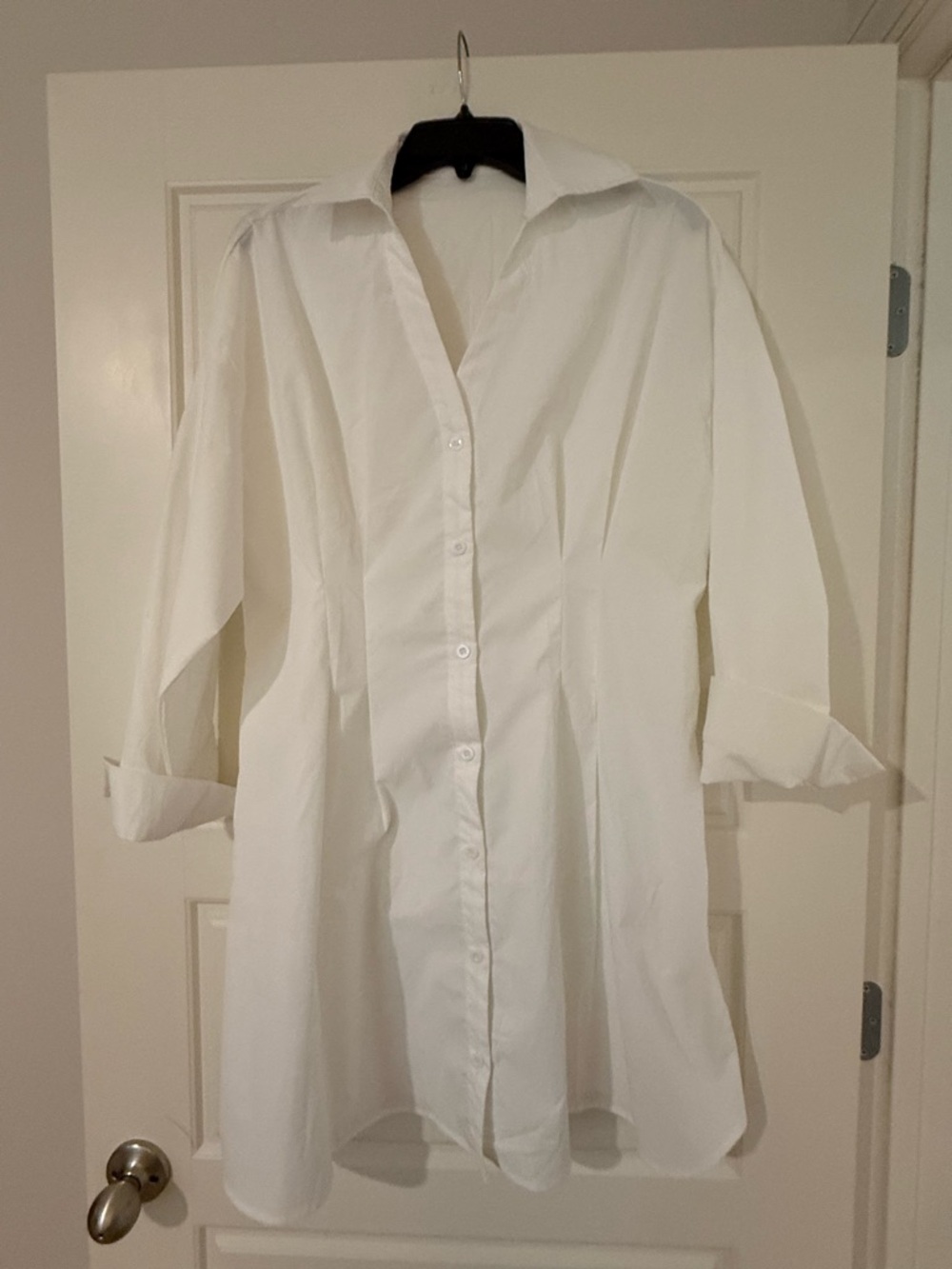 Classic White Button-Up Tunic Shirt